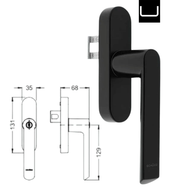 Schüco AWS Simply Smart Gear Handle 269510 – Black RAL 9005 LS/RS