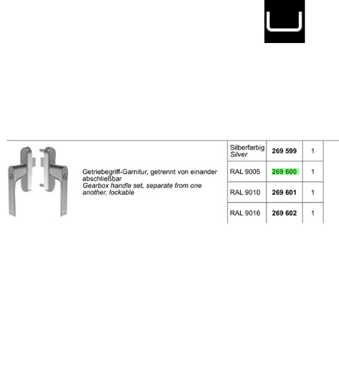 Schuco 269600 Gearbox handle set lockable