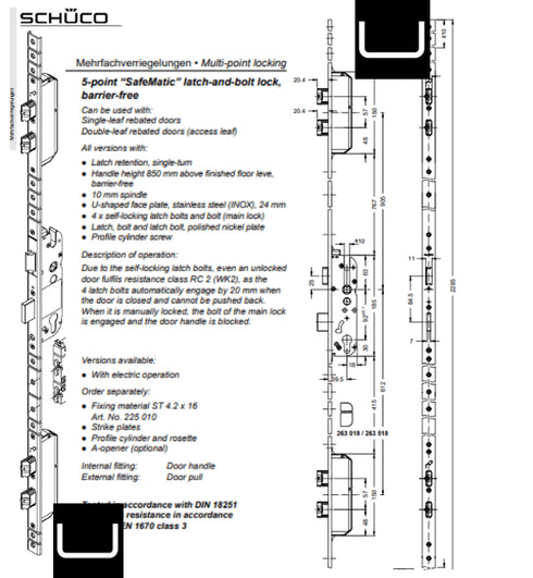 Schuco 279099 Five Point Safematic Bolt and Latch Lock