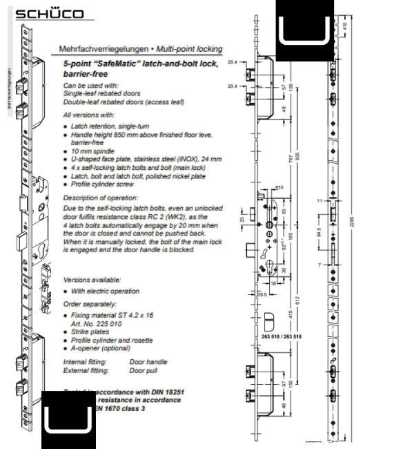 Schuco 279099 Five Point Safematic Bolt and Latch Lock