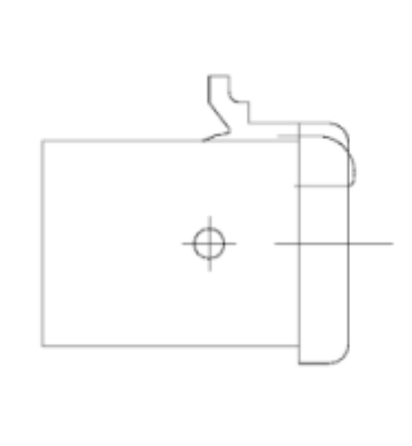Technical drawing of a mechanical component on a white background
