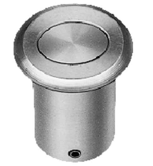 Metallic cylindrical object with a circular top on a white background