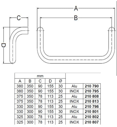 Technical drawing of a metal component with dimensions and material specifications.