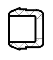 Black and white geometric design of a square with rounded corners