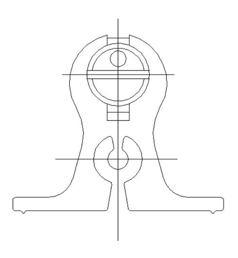 Technical drawing of a mechanical component on a white background