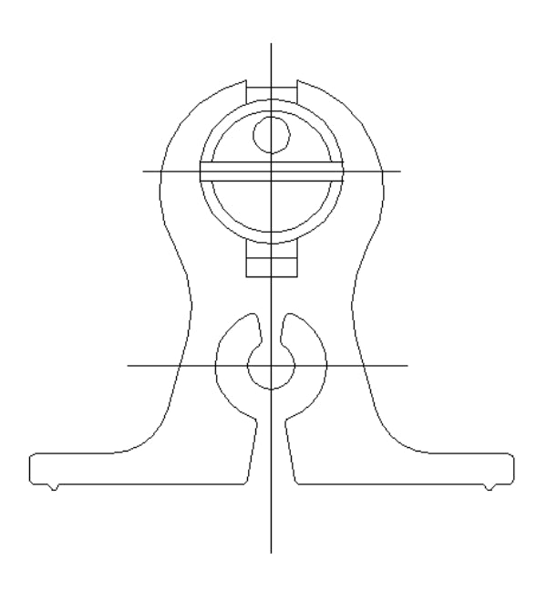 Technical drawing of a mechanical component on a white background
