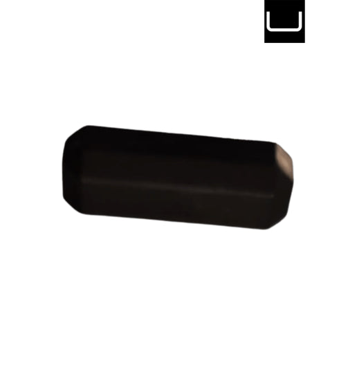 Black rectangular object on a white background