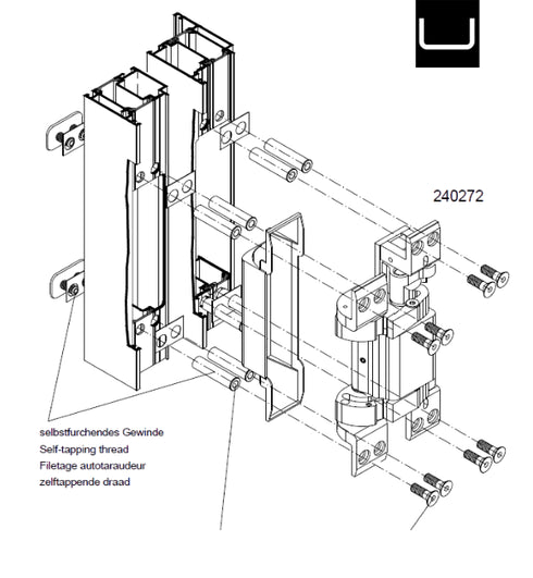 Schuco 240272 VL Band 180 Degree Concealed Hinge -10 No