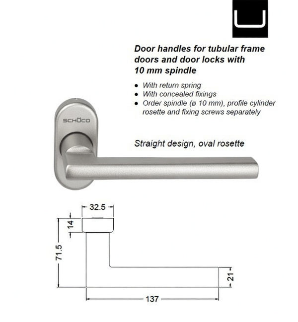 Poignée de porte Schuco 240729 - Argent naturel anodisé