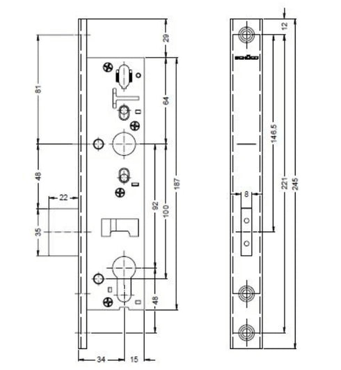 Schuco 241471 Bolt Lock 34mm Professional Grade