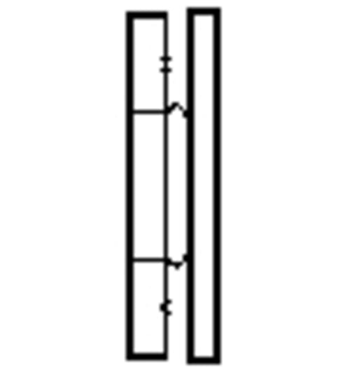 Black and white icon of a door with a handle on a white background