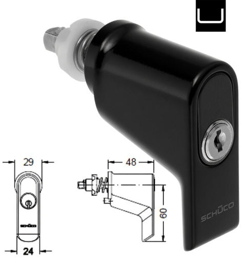 Schuco Lockable Push In Window Handle Short Version