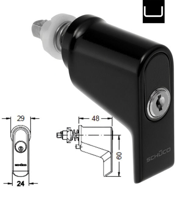 Schuco 247681 Security Push In Window Handle in Black