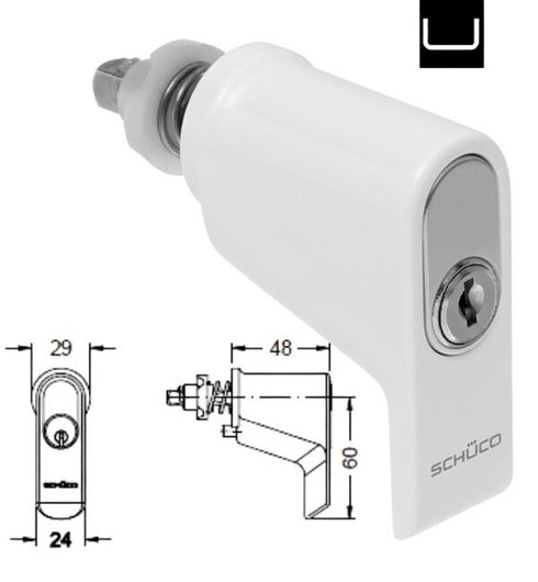 Schuco 247682 Security Push In Window Handle RAL 9010 Pure White