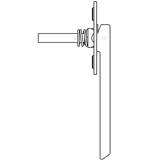Line drawing of a door handle on a white background