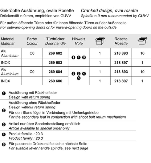 Technical product specification sheet with text and numbers on a white background