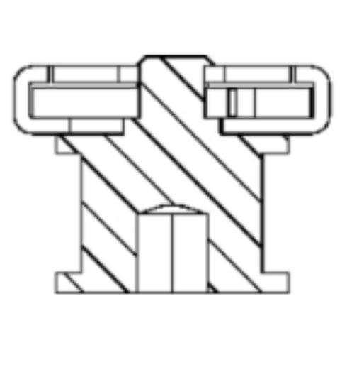 Technical drawing of a mechanical component with lines and shapes