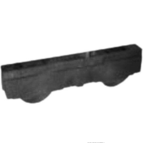 Black plastic component on a white background