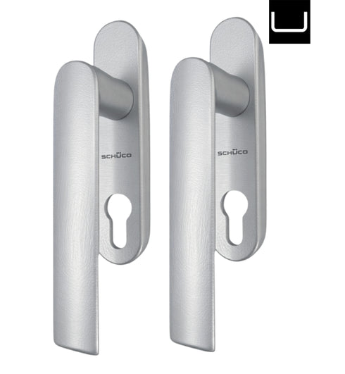 Poignée Schuco 276737 pour portes coulissantes sans cylindre avec plateau argenté