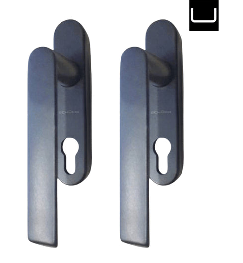 Poignée Schuco 276737 pour portes coulissantes sans cylindre avec plateau argenté