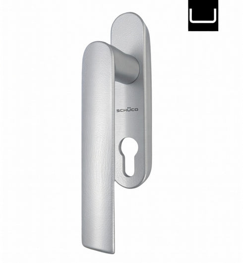 Poignée Schuco 276737 pour portes coulissantes sans cylindre avec plateau argenté