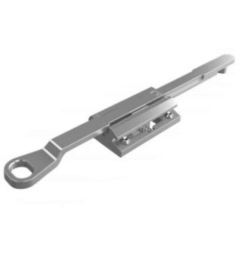 Metallic door handle on a white background