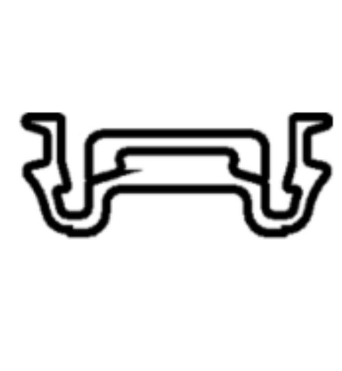 Black line drawing of a U-shaped object on a white background