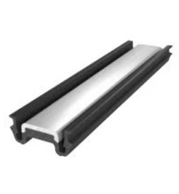 Black and silver metal strip on a white background