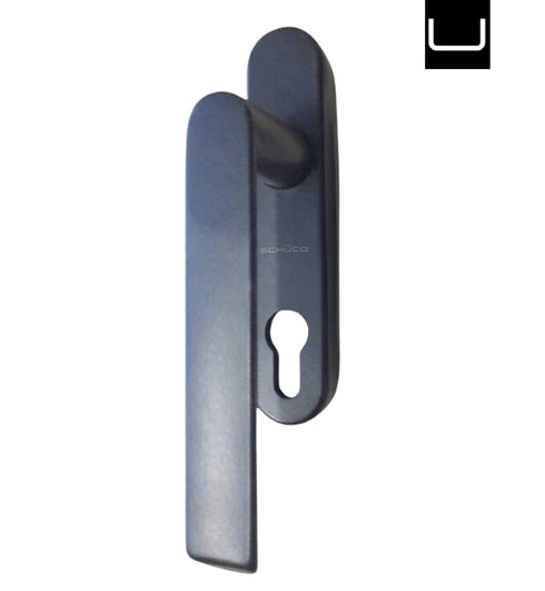 Poignée Schuco 276737 pour portes coulissantes sans cylindre avec plateau argenté