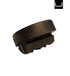 Black plastic component on a white background