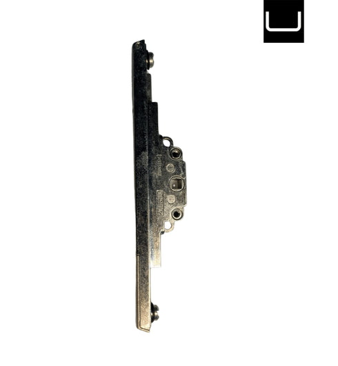 Metal lock mechanism on a white background