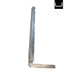 Metal L-shaped tool on a white background