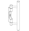 Line drawing of a door handle on a white background