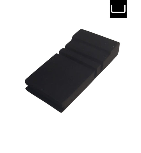 Black rectangular object on a white background