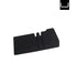 Black plastic component on a white background