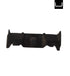 Black plastic component on a white background
