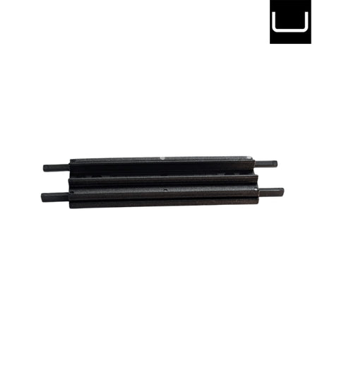 Set of black metal rods on a white background