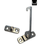 Metal latch mechanism on a white background