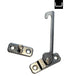 Metal latch mechanism on a white background