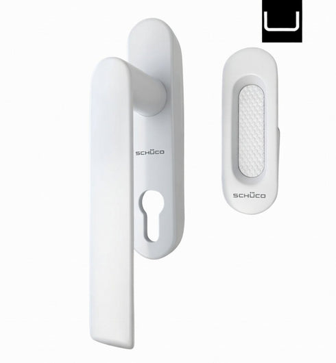 Poignée Schuco 276737 pour portes coulissantes sans cylindre avec plateau argenté