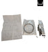 Mechanical parts and blueprints on a white background