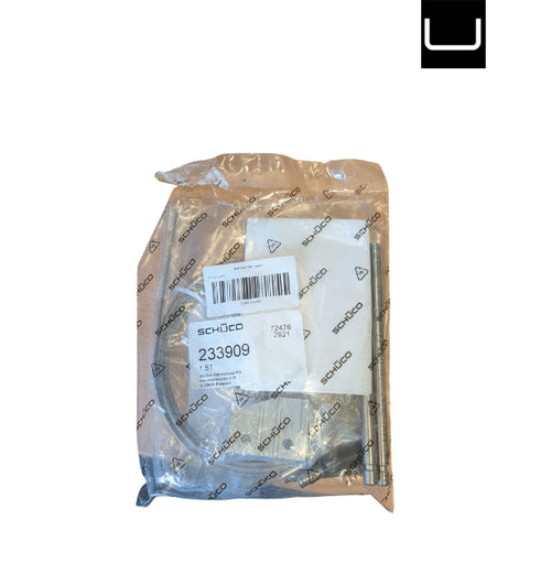 Packaged metal component with Schuco branding on a white background