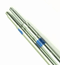Three metal rods with blue accents on a white background