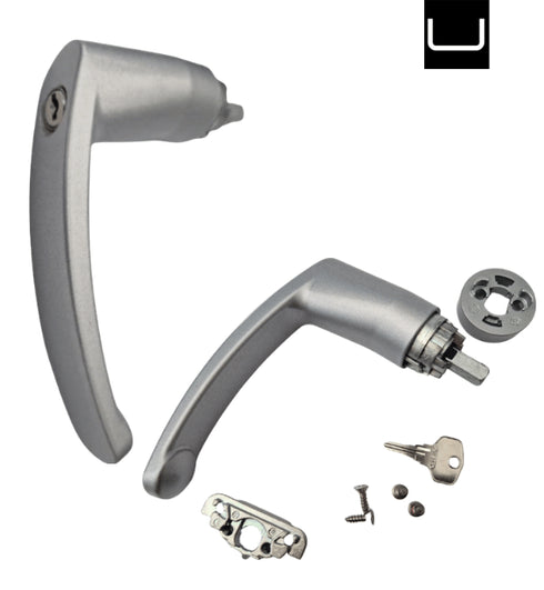 SIEGENIA GLOBE tilt and turn handle with rosette, key and fixing-Silver-23mm Spindle