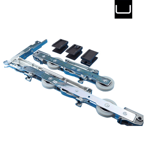 Metal components on a white background