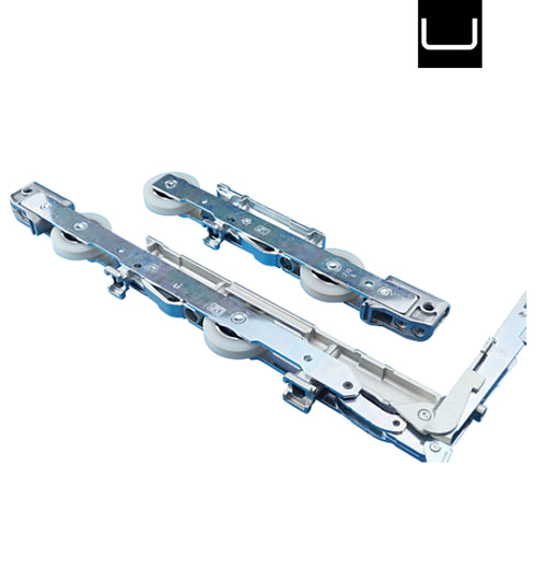 Metal window mechanism on a white background