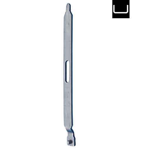 Metal tool or blade on a white background