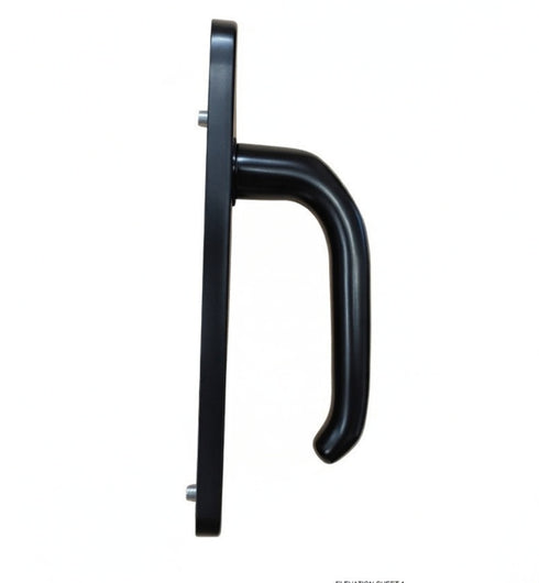 Black door handle on a white background