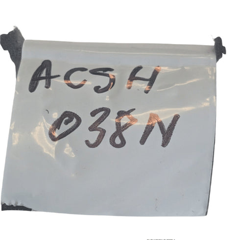Clear plastic bag with handwritten text 'ACSH D38N' on a white background