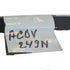 Black object with a transparent label displaying 'ACOV 249N' on a white background